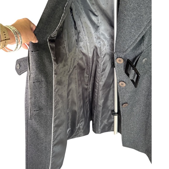 Jessica‎ Simpson Gray Belted Wool Blend Winter Chic Overcoat Size Small - Picture 6 of 10